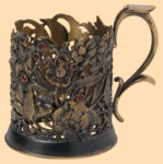 Подстаканник эксклюзивный Цветы (с камнями, литьё)