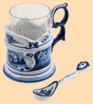 Подстаканник Домик Зима (позолоченный, в наборе)